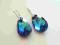 Srebrne kolczyki swarovski  migdał  Bermuda Blue