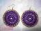 Kolczyki szydełkowe - Fioletowo Złote - 5,5 cm