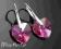 Śliczne kolczyki SWAROVSKI fuchsia SREBRO