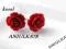 ~KORAL  CZERWONY ~RÓŻYCZKI  ~~WKRĘTKI - SREBRO 925