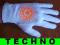 Białe rękawiczki UV z TECHNO LOGO różne wzory