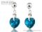 Kolczyki SWAROVSKI ELEMENTS Heart Blue Zircon AB