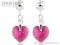 Kolczyki SWAROVSKI ELEMENTS Heart 10mm Fuchsia AB