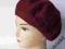 Beret wełniany 100%damski Woolmark bordowy SALE