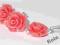 Koral jasnoczerwone róże srebro wkrętki retro
