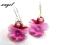 SWAROVSKI FLOWER FUCHSIA 12mm KOLCZYKI SREBRO MB