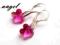 SWAROVSKI FLOWER FUCHSIA 12mm KOLCZYKI SREBRO 925