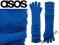 Rękawiczki ASOS długie angora niebieskie unisize