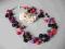 Naszyjnik Czerwień Fiolet Brąz Drewniane Korale