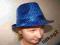 kapelusz kapelusik niebieski cekiny kapelusze