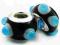 Koralik Modułowy Lampwork Błękitne Kropki