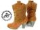 KOZAKI KOWBOJKI T5515 OBCAS AŻUR ZAMSZ CAMEL 39
