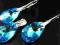 SWAROVSKI Kolczyki + wisiorek MIGDAŁ Aquamarine AB