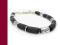 Bransoletka z koralików srebrno czarna j195