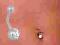 Kolczyk do pępka piercing  CRYSTAL biały