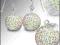 SREBRNY KOMPLET SWAROVSKI - DUŻE KULKI - KOLORY
