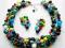 GRUBY NASZYJNIK   + KOLCZYKI RĘKODZIEŁO TURKUS