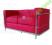 Sofa 2os LC2 insp. proj. Le Corbusier red czerwona