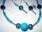 Komplet  zestaw niebieski naszy + bransol + kolczy