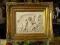 AMORY I DELFINY piękny RELIEF w pozłacanej ramie