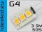 Żarówka G4 3 LED SMD 5050 BIAŁA CIEPŁA 12V