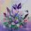 KROKUSY i FIOŁKI olej płótno 24 x 24  cm
