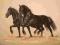 dwa konie fryzyjskie koń sucha pastela A. Zin