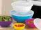 TRWAŁE TĘCZOWE KOLOROWE MISKI Z POKRYWKAMI