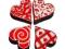 Drewniane czerwone serca z przylepcem - 4szt