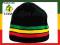 CZAPKA ZIMOWA  RASTA  REAGE REGE CZAPKI 3 PASY 040