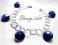 SWAROVSKI SZAFIROWA BRANSOLETKA SREBRO CHARMS