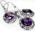 Komplet - kolczyki  wisiorek ametyst superprezent