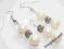 komplet kolczyki zawieszka perły mat szkło BIAŁY