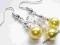 perłowy komplet kolczyki zawieszka żółte OKAZJA