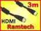 KABEL HDMI-HDMI 3M GOLD -=NAGRODZONY=- FILTR X2