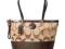 Coach Signature Stripe Shopper Bag Tote Khaki Maho