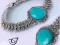 BRANSOLETKA SREBRNA Z TURKUSEM I MARKAZYTAMI RETRO