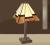 Witrażowa MOSIĘŻNA lampa biurkowa, mosiądz, witraż
