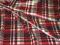110 Satyna z lycrą w kratę bordo kupon 2,50 m
