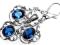 KOMPLET kolczyki wisiorek szafir