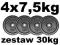 ZESTAW OBCIĄŻEŃ ŻELIWNYCH 30kg 4x 7,5kg - fi. 29mm