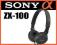 SONY SŁUCHAWKI MDR-ZX100 CZARNE ORYGINALNE