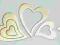 OZDOBY na szczęście 3 serca  15szt złoty