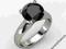 Piękny 3,75Ct Czarny Diament 925 Srebro Pierścień