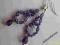 KOLCZYKI PLECIONE FIOLET KRYSZTAŁKI RĘKODZIEŁO!