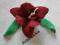 ORCHIDEA kwiat cukrowy BORDOWY + 2 LISTKI