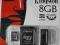 Karta microSDHC 8GB Kingston + adapter SD + USB !!