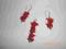 Czerwone kamyki kolczyki + zawieszka
