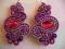 KOLCZYKI SUTASZ SOUTACHE  FIOLETOWO RÓŻOWE