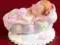Bobas w chmurce różowy dekoracja tortu na chrzest
